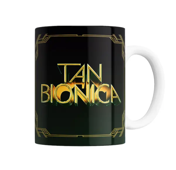 Taza de Cerámica Tan Bionica Logo Dorado