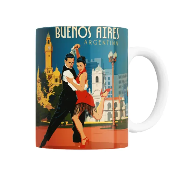 Taza de Cerámica Buenos Aires Argentina Tango Vintage