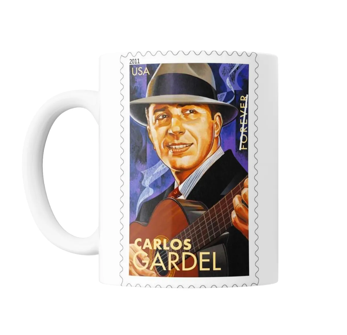 Taza de Cerámica Carlos Gardel Sello Postal USA - vista 2