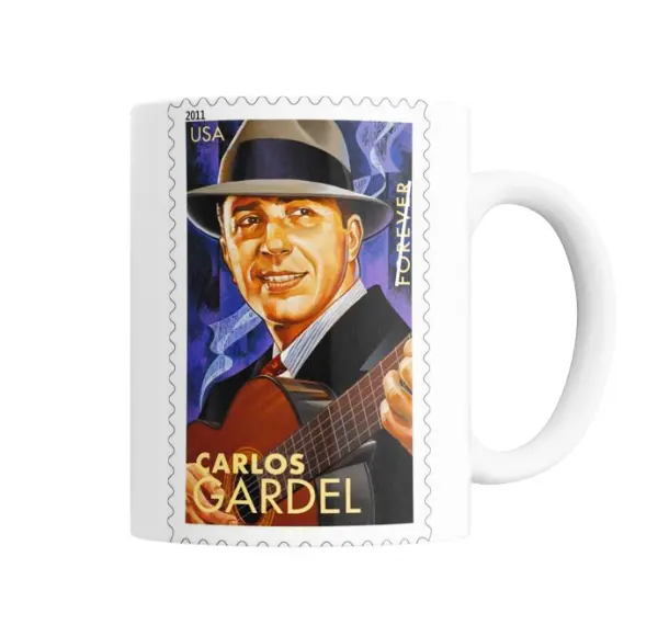Taza de Cerámica Carlos Gardel Sello Postal USA
