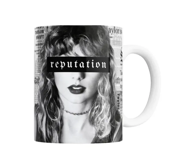Taza de Cerámica Taylor Swift Reputation Blanco y Negro