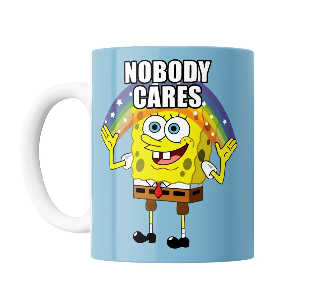 Taza de Cerámica Bob Esponja Nobody Cares Meme - vista 2