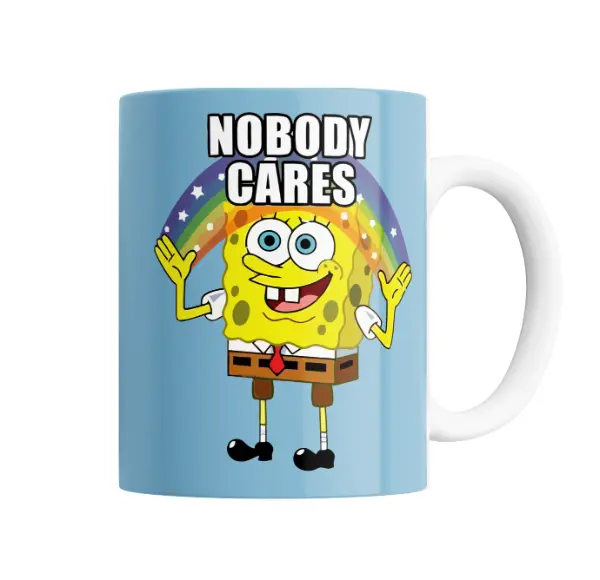 Taza de Cerámica Bob Esponja Nobody Cares Meme
