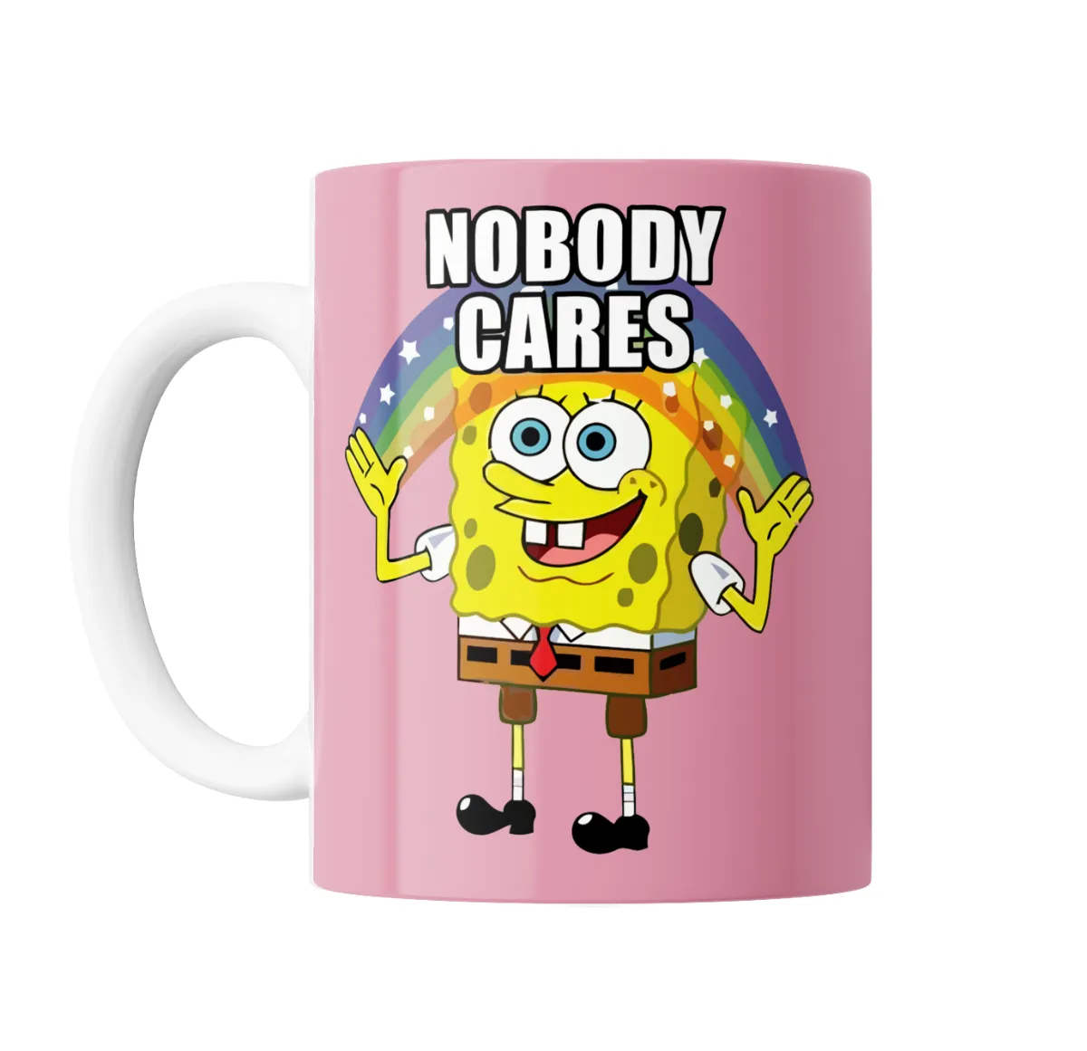 Taza de Cerámica Bob Esponja Nobody Cares Meme - vista 2