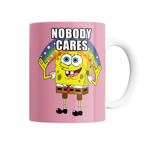 Taza de Cerámica Bob Esponja Nobody Cares Meme