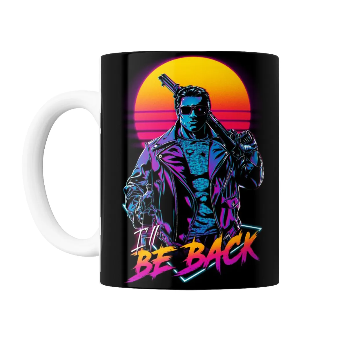 Taza de Cerámica Terminator Estilo Synthwave I'll Be Back - vista 2
