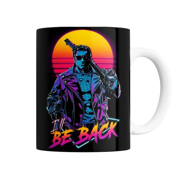 Taza de Cerámica Terminator Estilo Synthwave I'll Be Back