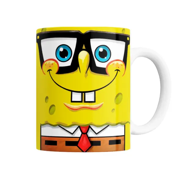Taza de Cerámica Bob Esponja con Lentes y Corbata