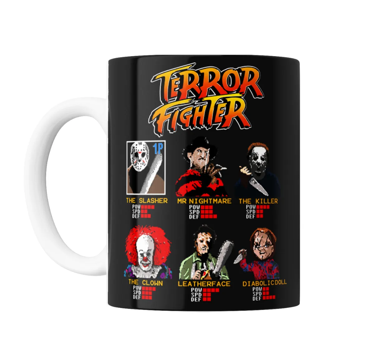 Taza de Cerámica Terror Fighter Villanos de Terror Estilo Street Fighter - vista 2