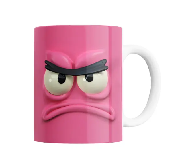 Taza de Cerámica Bob Esponja Patricio Cara Enojada 3D