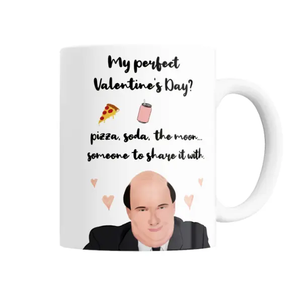 Taza de Cerámica The Office Kevin San Valentín Pizza y Soda