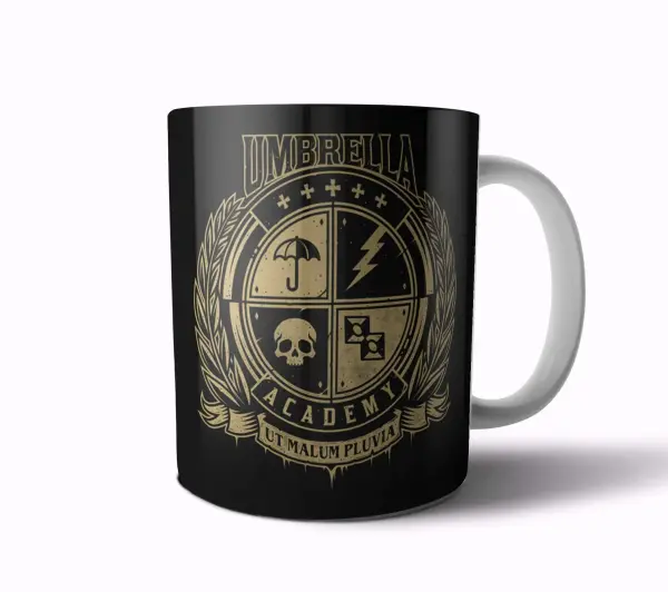Taza de Cerámica The Umbrella Academy Escudo Ut Malum Pluvia