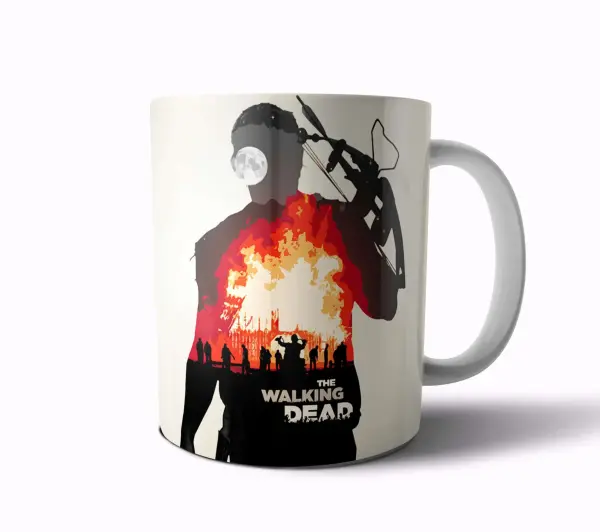 Taza de Cerámica The Walking Dead Silueta Daryl con ballesta y fuego