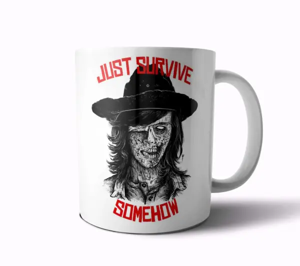 Taza de Cerámica The Walking Dead Zombie Sombrero Just Survive Somehow