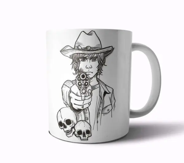 Taza de Cerámica The Walking Dead Carl Grimes con Revólver y Calaveras