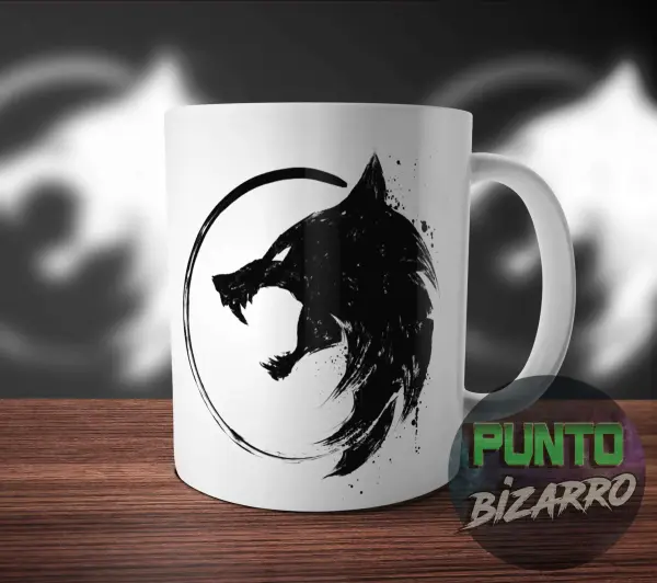Taza de Cerámica The Witcher Lobo en Trazo Negro