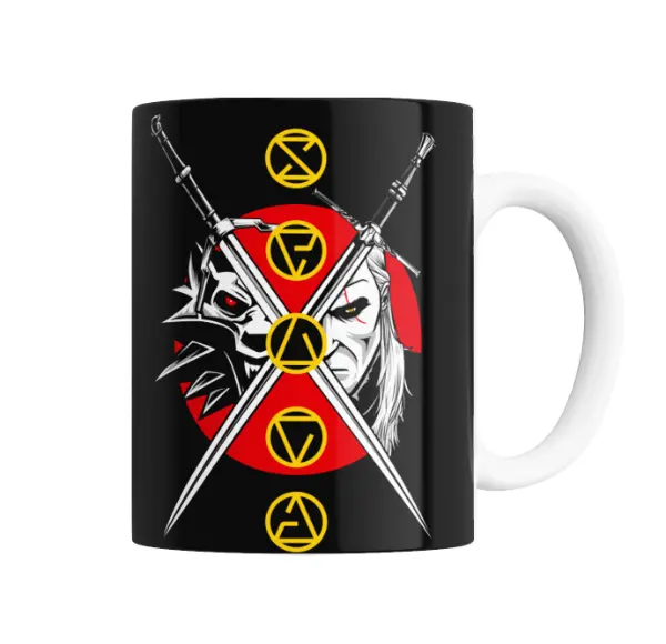 Taza de Cerámica The Witcher Geralt de Rivia Lobo y Espadas