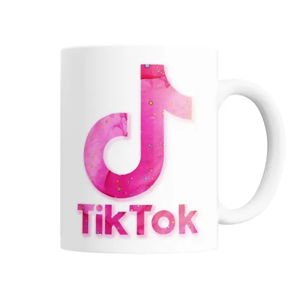 Taza de Cerámica TikTok Logo Rosa