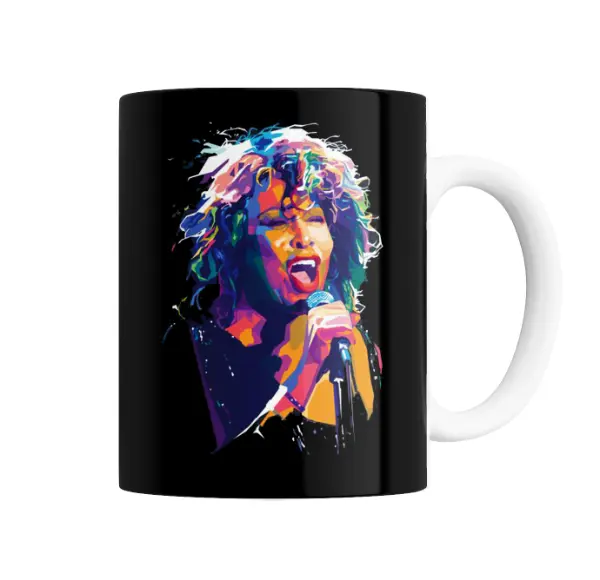 Taza de Cerámica Tina Turner Cantante en Pop Art