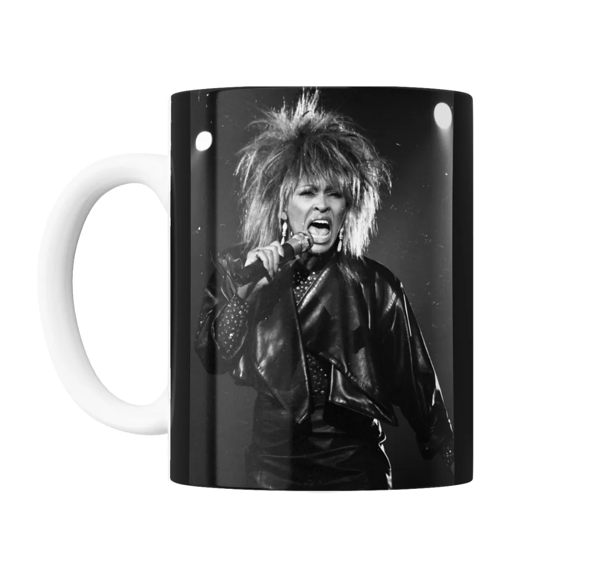 Taza de Cerámica Tina Turner Cantante en Vivo Blanco y Negro - vista 2