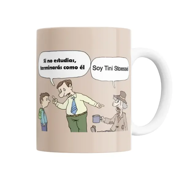 Taza de Cerámica TINI Meme Si no estudias terminarás como él
