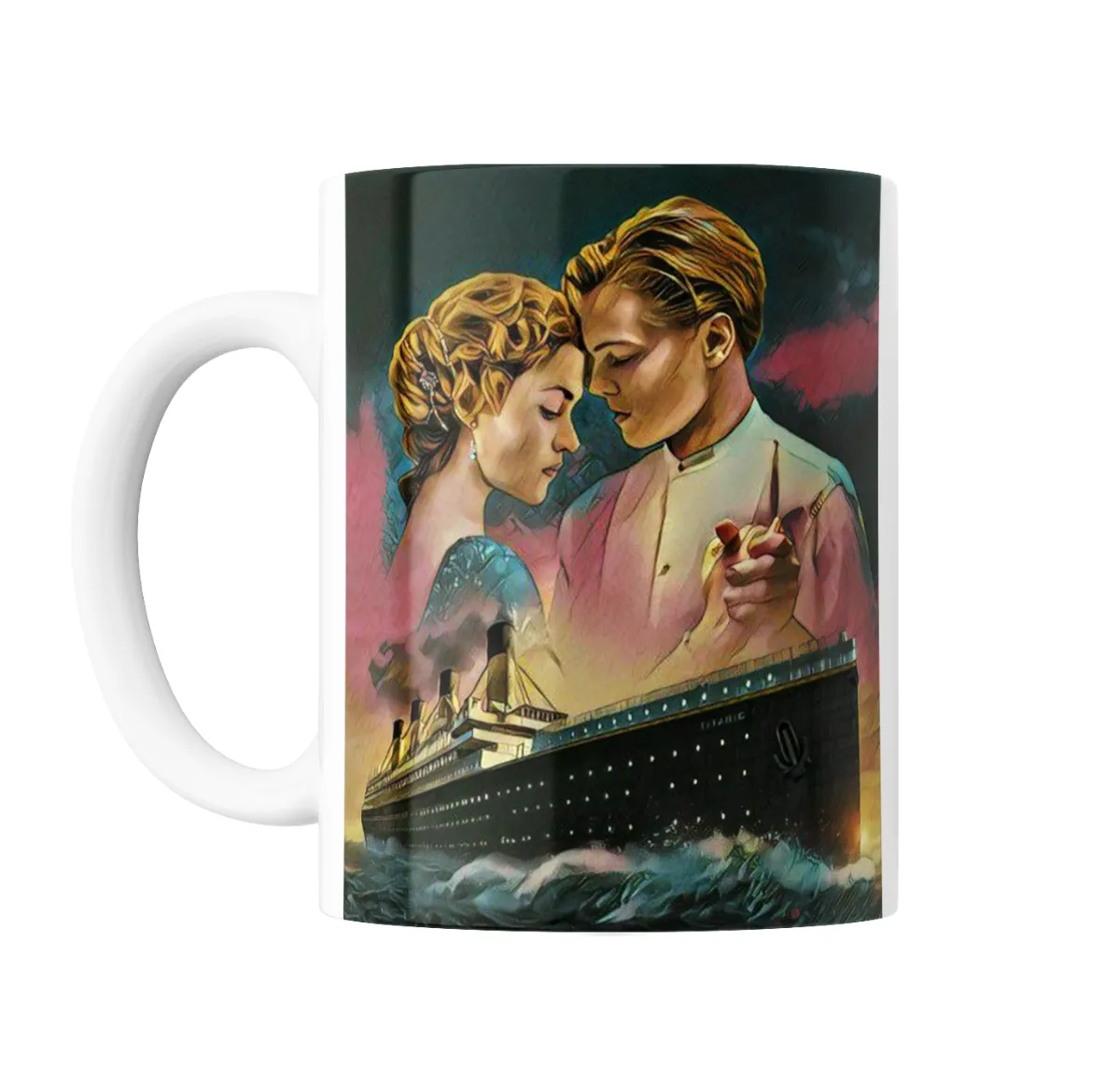 Taza de Cerámica Titanic Jack y Rose Abrazo en el Barco - vista 2