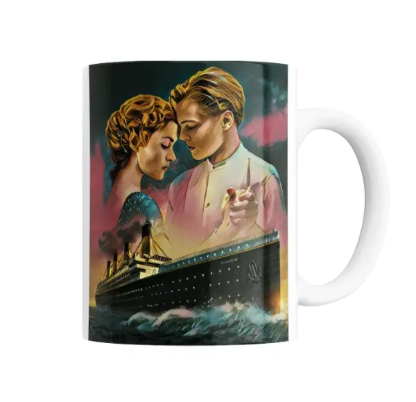 Taza de Cerámica Titanic Jack y Rose Abrazo en el Barco