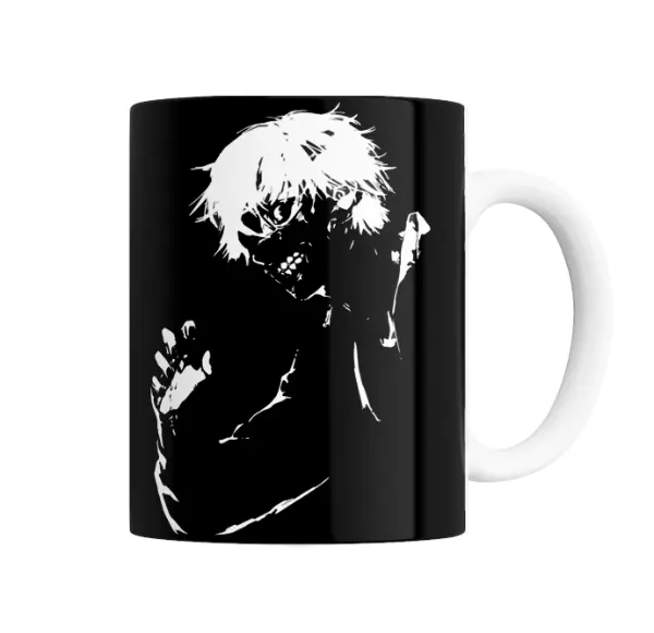 Taza de Cerámica Tokyo Ghoul Kaneki Ken Blanco y Negro