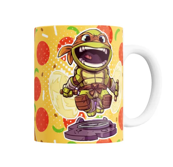 Taza de Cerámica Tortugas Ninja Michelangelo Pizza