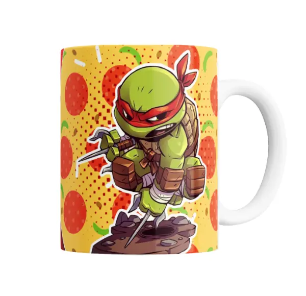 Taza de Cerámica Tortugas Ninja Raphael Chibi Pizza