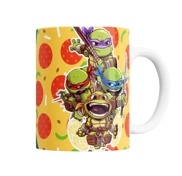Taza de Cerámica Tortugas Ninja Chibi con Pizza