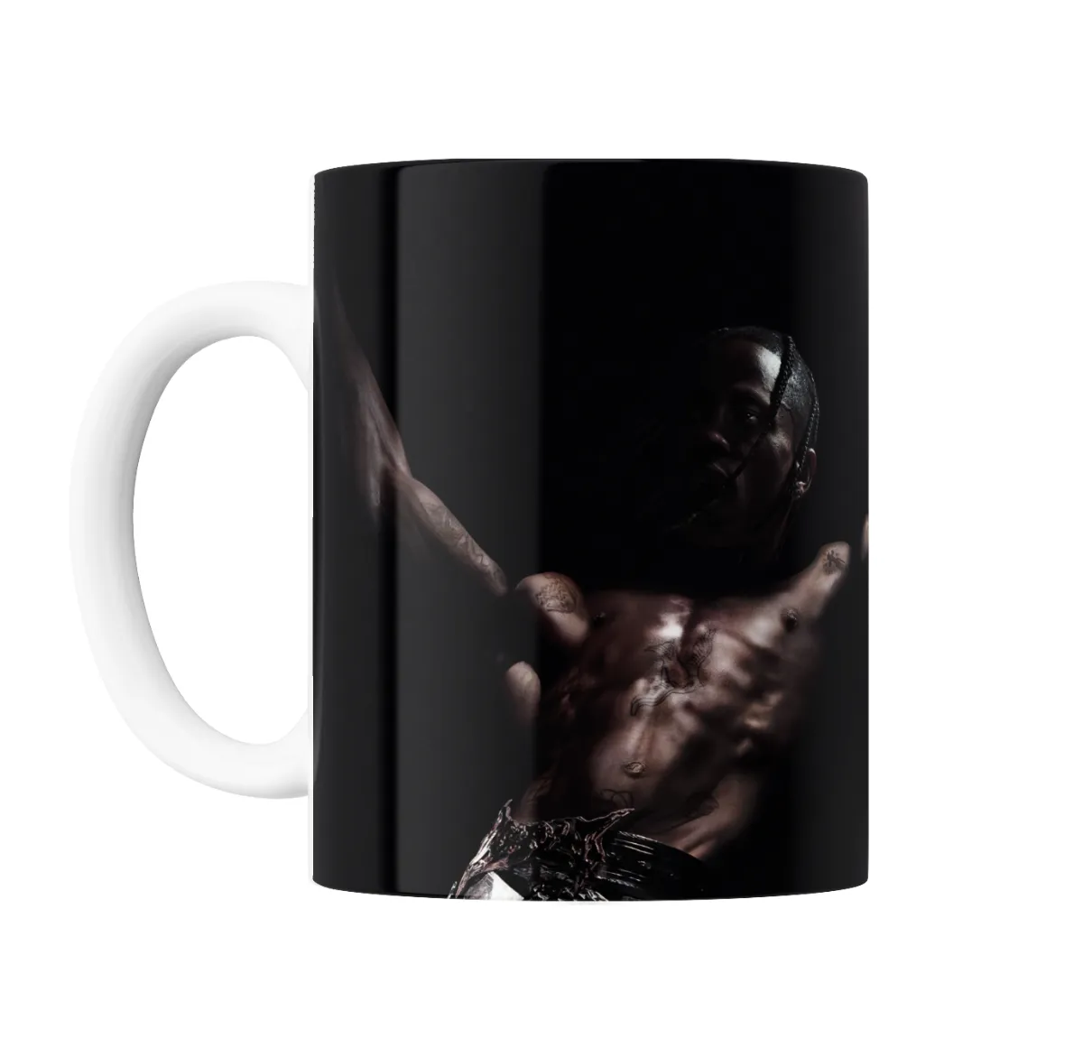 Taza de Cerámica Travis Scott Torso Tatuado Fondo Negro - vista 2