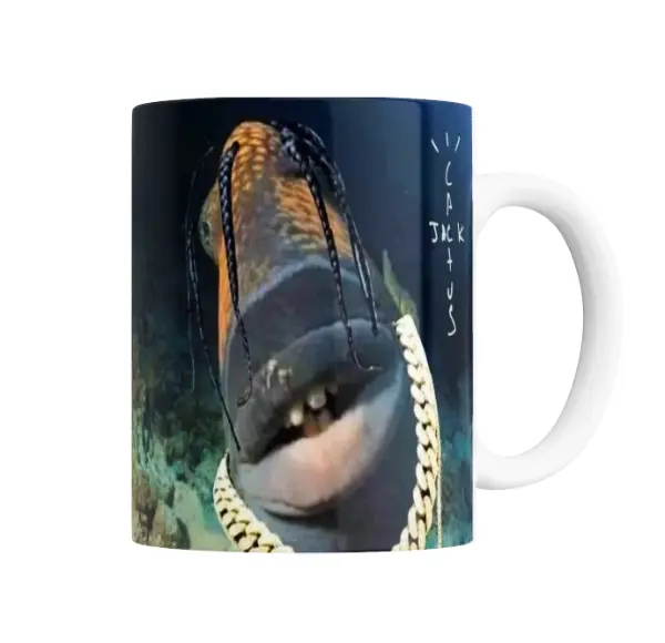 Taza de Cerámica Travis Scott Pez con Trenzas y Cadena