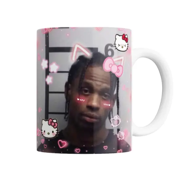 Taza de Cerámica Travis Scott Meme Hello Kitty