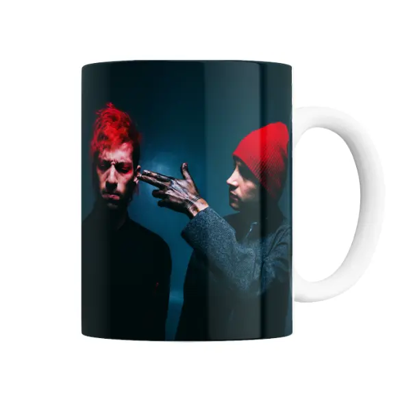 Taza de Cerámica Twenty One Pilots Foto Pelo Rojo y Gorro
