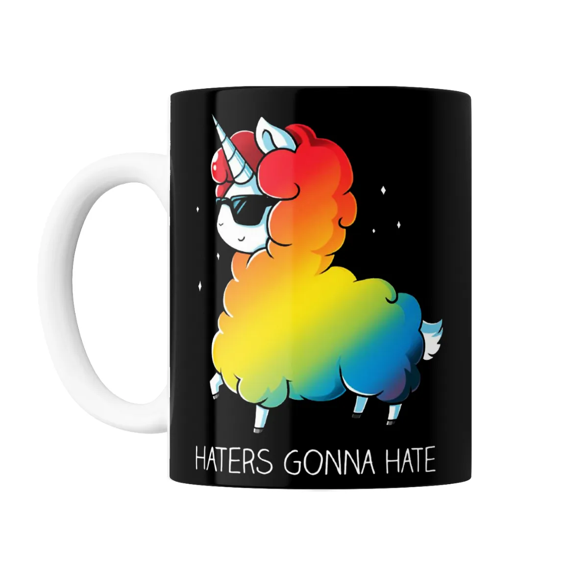 Taza de Cerámica Unicornio Llama Haters Gonna Hate Arcoíris - vista 2