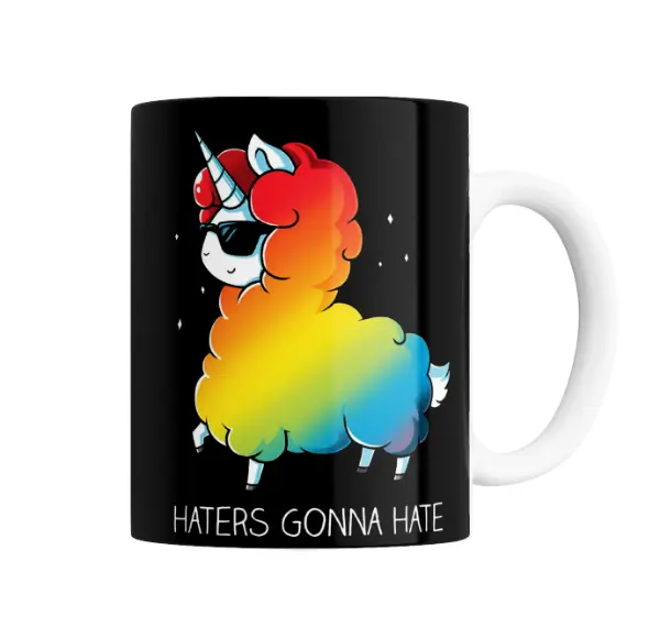 Taza de Cerámica Unicornio Llama Haters Gonna Hate Arcoíris