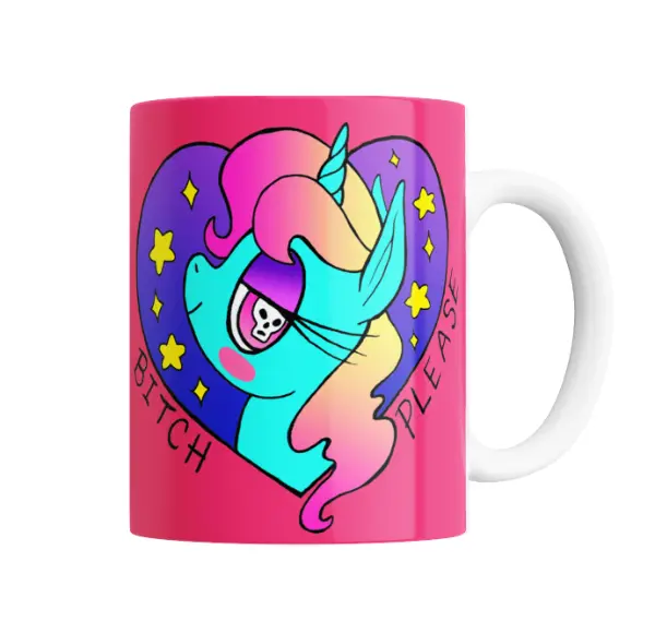 Taza de Cerámica Unicornio Calavera Bitch Please