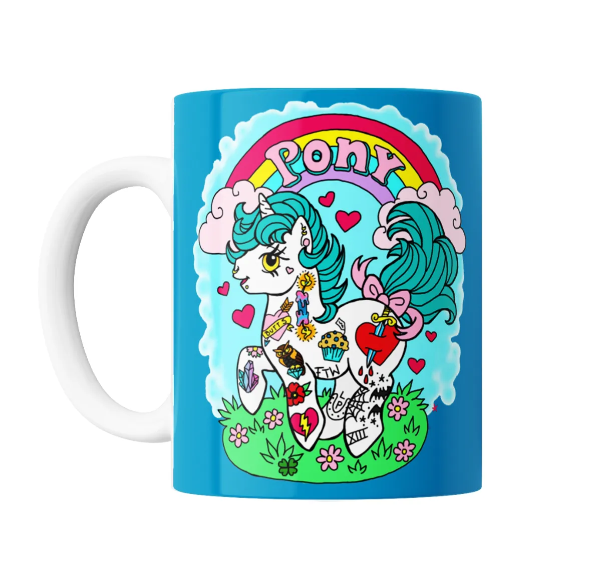 Taza de Cerámica Unicornio Pony Tatuado Arcoíris - vista 2
