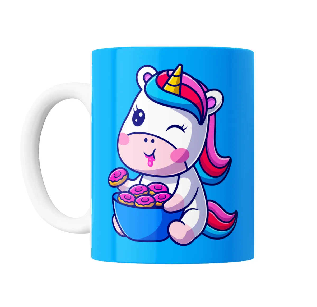 Taza de Cerámica Unicornio Kawaii Comiendo Donas - vista 2
