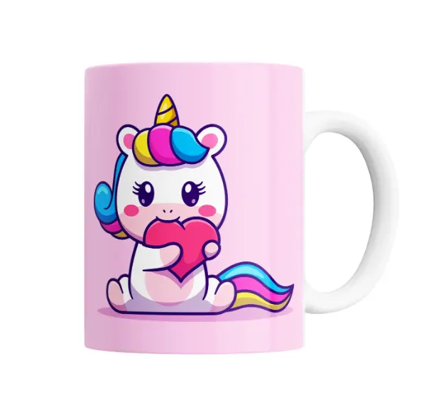 Taza de Cerámica Unicornio Kawaii con Corazón