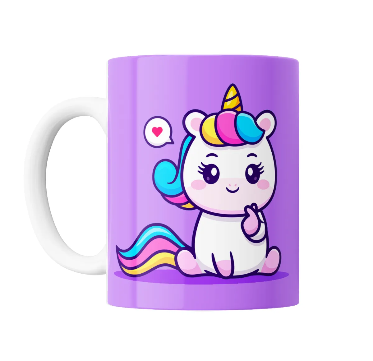 Taza de Cerámica Unicornio Kawaii con Corazón - vista 2