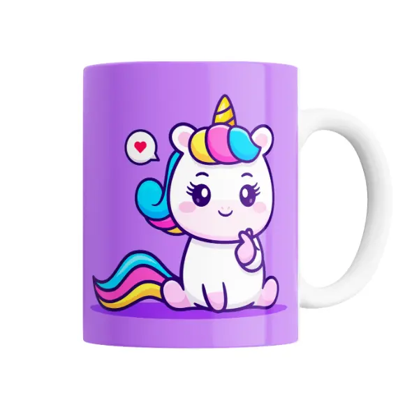 Taza de Cerámica Unicornio Kawaii con Corazón