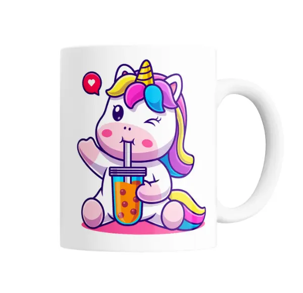 Taza de Cerámica Unicornio Kawaii Bubble Tea
