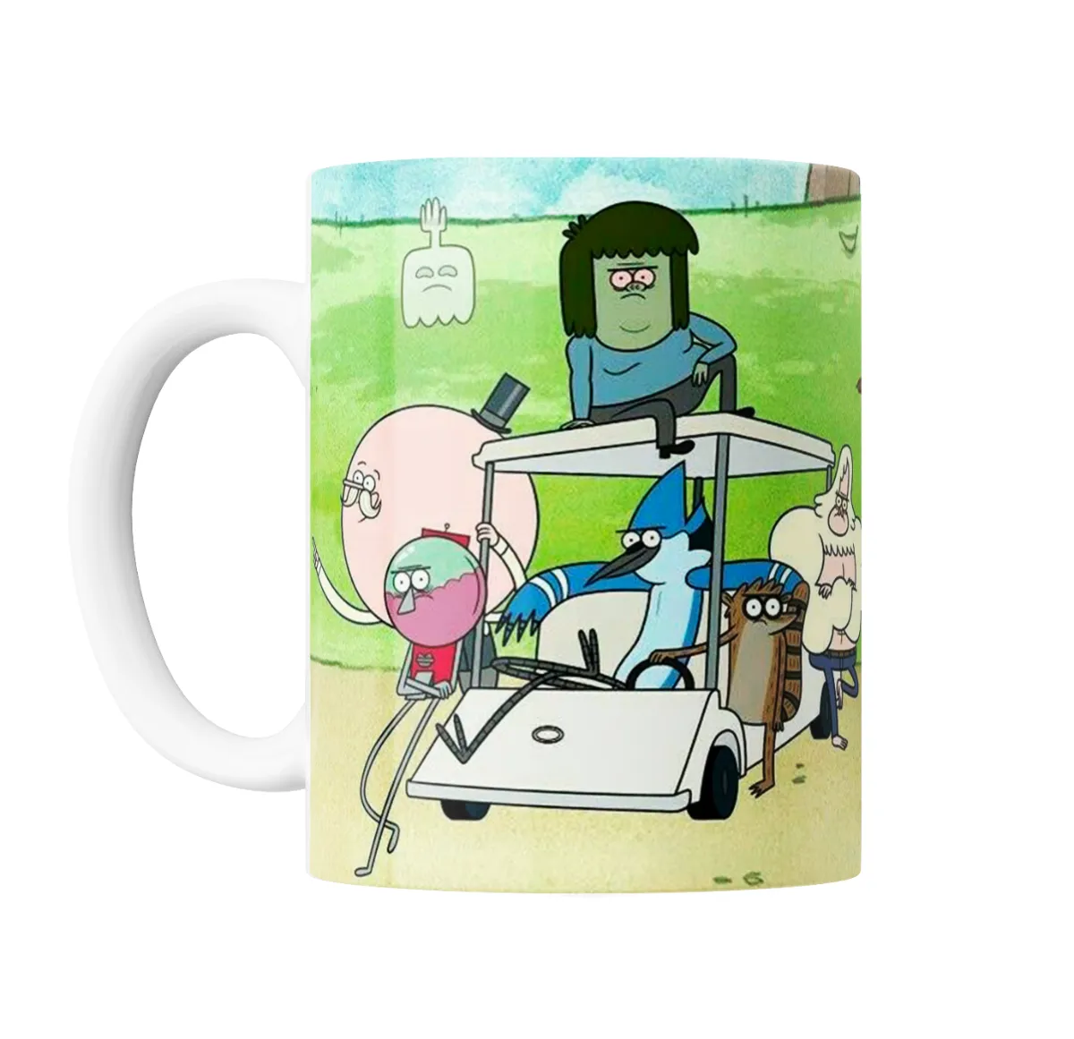 Taza de Cerámica Un Show Mas Mordecai Rigby Benson y Skips - vista 2