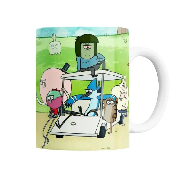 Taza de Cerámica Un Show Mas Mordecai Rigby Benson y Skips