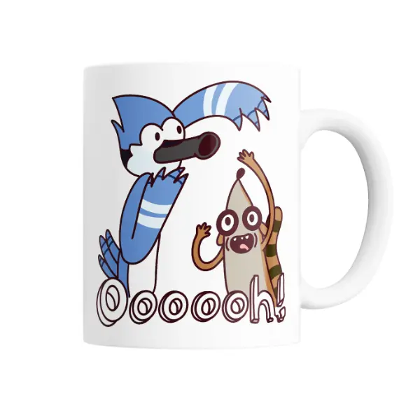 Taza de Cerámica Un Show Mas Mordecai y Rigby Ooooh