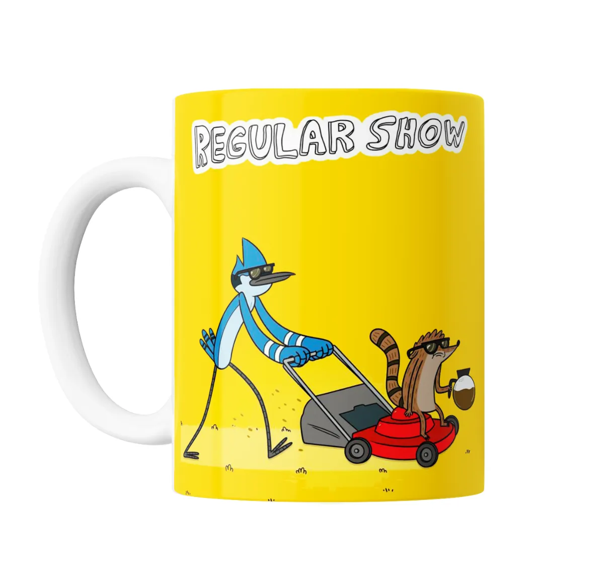 Taza de Cerámica Un Show Mas Mordecai y Rigby Cortando el Pasto - vista 2