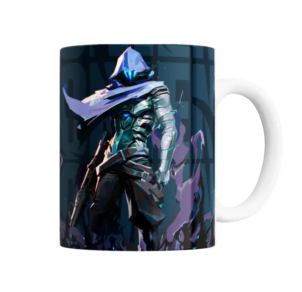 Taza de Cerámica Valorant Agente Encapuchado Azul