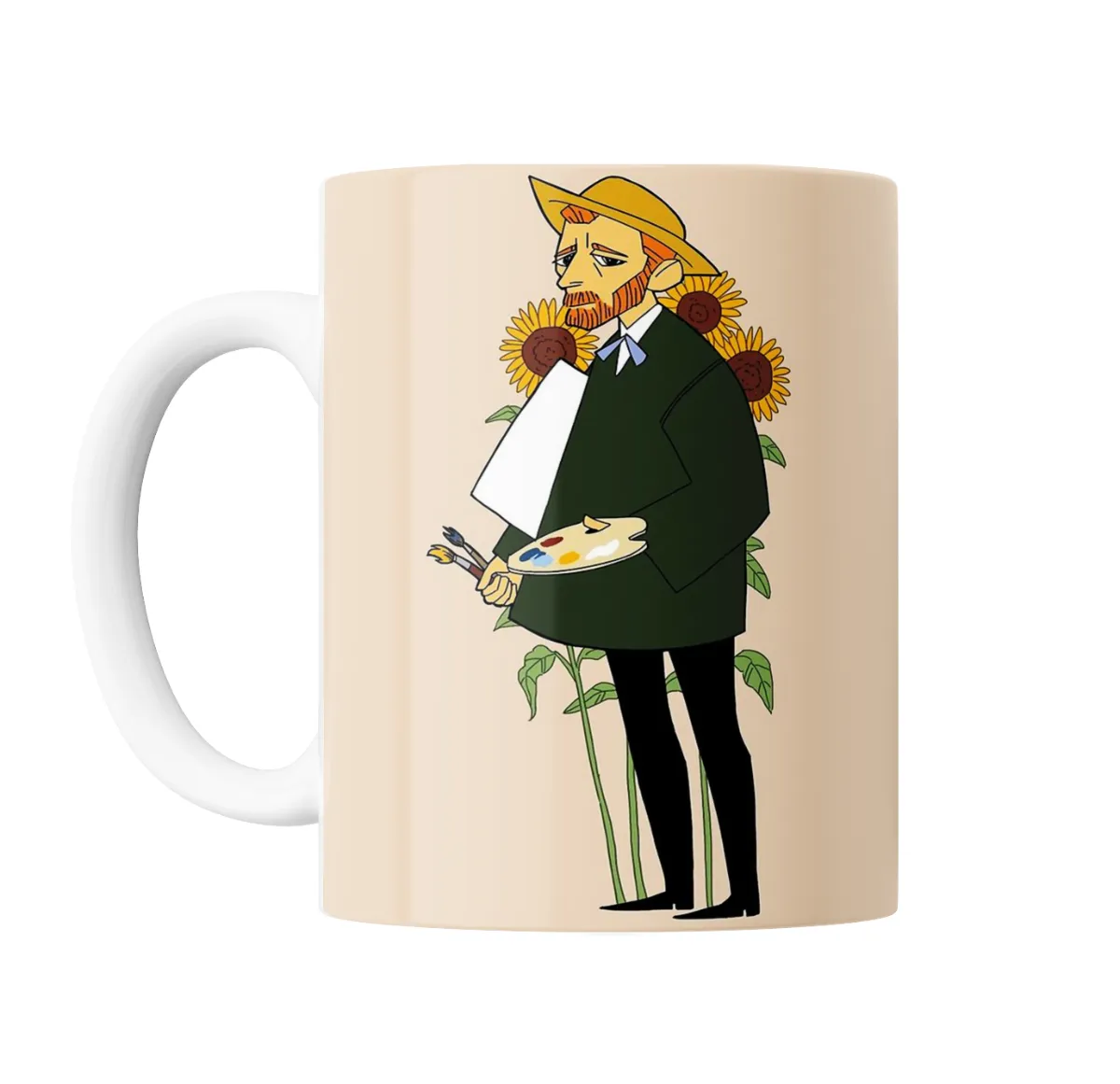 Taza de Cerámica Van Gogh Autorretrato con Girasoles - vista 2